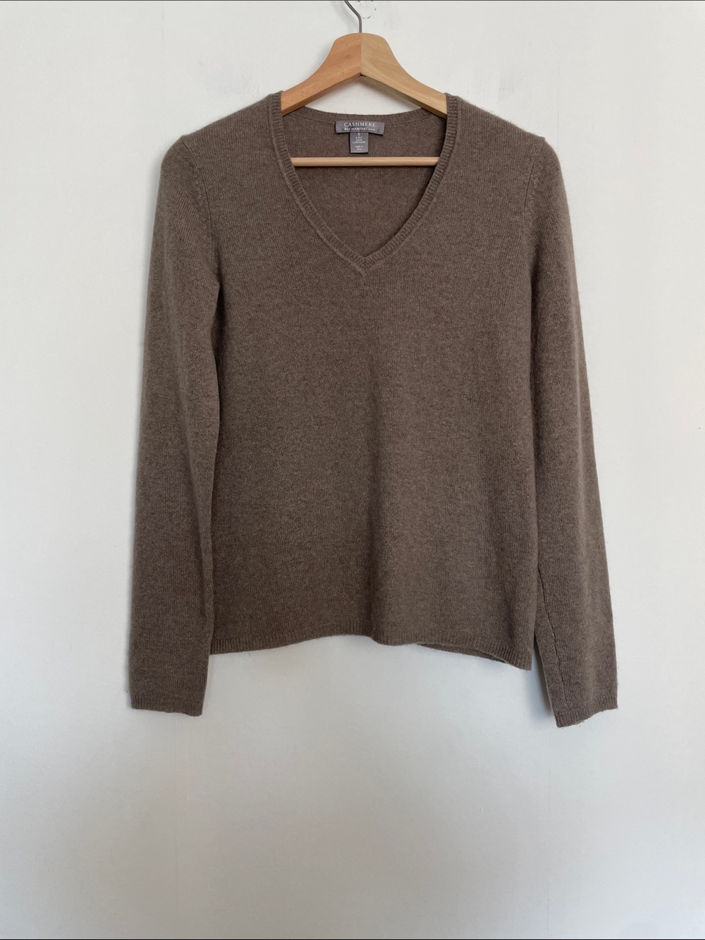 Cashmere By Charter Club V-Neck Luxe Long Sleeve Knit Sweater Women's S Taupe - Picture 2 of 8